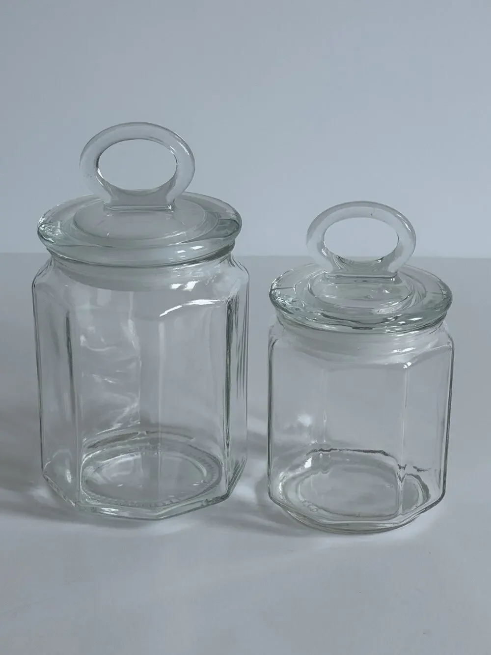 Clear Glass Apothecary Jars Canister with Loop Handles Bathroom Kitchen Storage